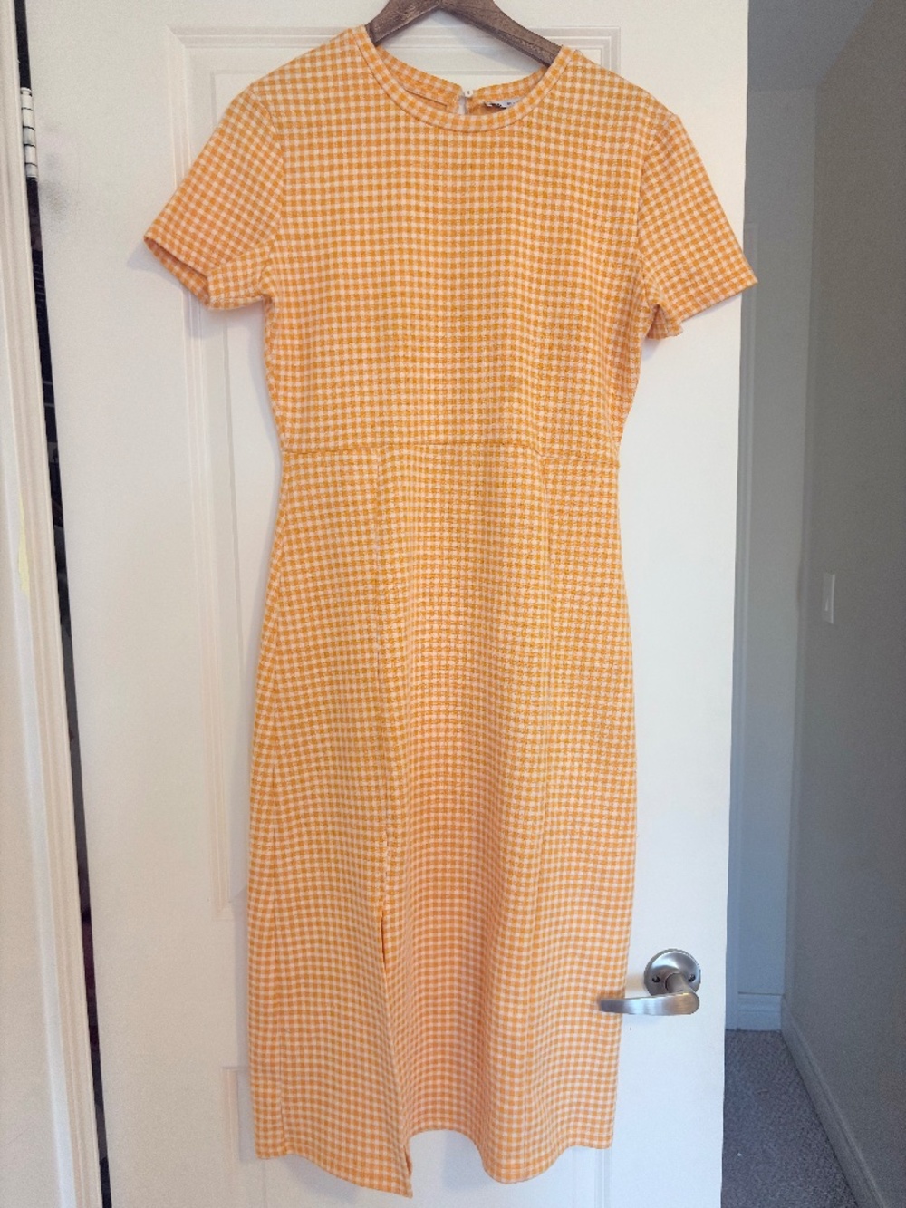 Zara Yellow & White Gingham Midi Dress